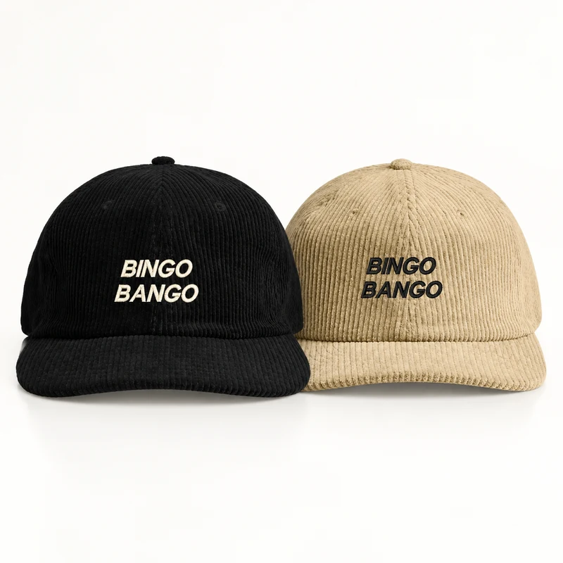 Black and cream Bingo Bango embroidered cord caps